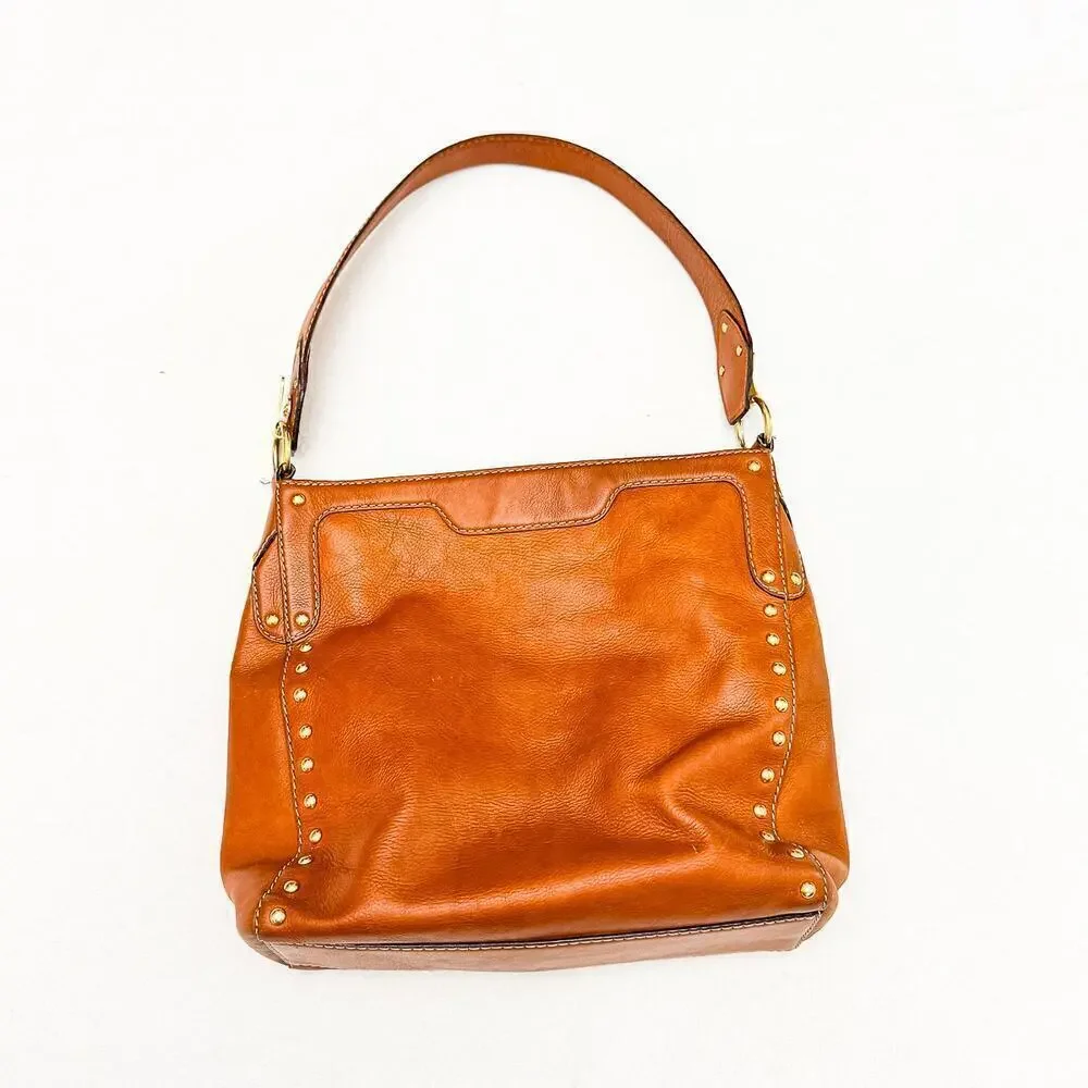 Michael Kors Leather Brown Handbag Studded Hobo